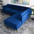 Celestine Modern Pillow Back Velvet Right-Facing Upholstered Sectional in Blue