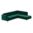 Castle Modern Pillow Back Velvet Right-Facing Upholstered Sectional in Green