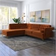 Kalenga Modern Pillow Back Velvet Left-Facing Upholstered Sectional in Orange