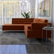 Kalenga Modern Pillow Back Velvet Left-Facing Upholstered Sectional in Orange