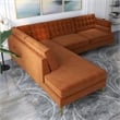 Kalenga Modern Pillow Back Velvet Left-Facing Upholstered Sectional in Orange