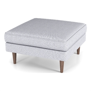 hudson mid-century square linen upholstered ottoman in light grey
