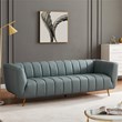 Clodette Mid Century Modern Living Room Genuine Leather Sage Sofa
