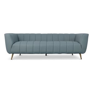 Clodette Mid Century Modern Living Room Genuine Leather Sage Sofa
