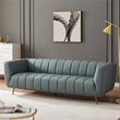 Clodette Mid Century Modern Living Room Genuine Leather Sage Sofa