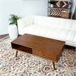 Nola Mid-Century Rectangular Solid Wood Coffee Table in Walnut