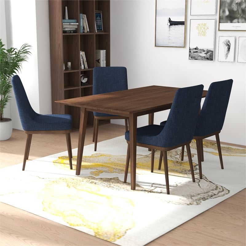 Andrea Modern Solid Wood Walnut Kitchen & Dining Room Table and Chairs for 4