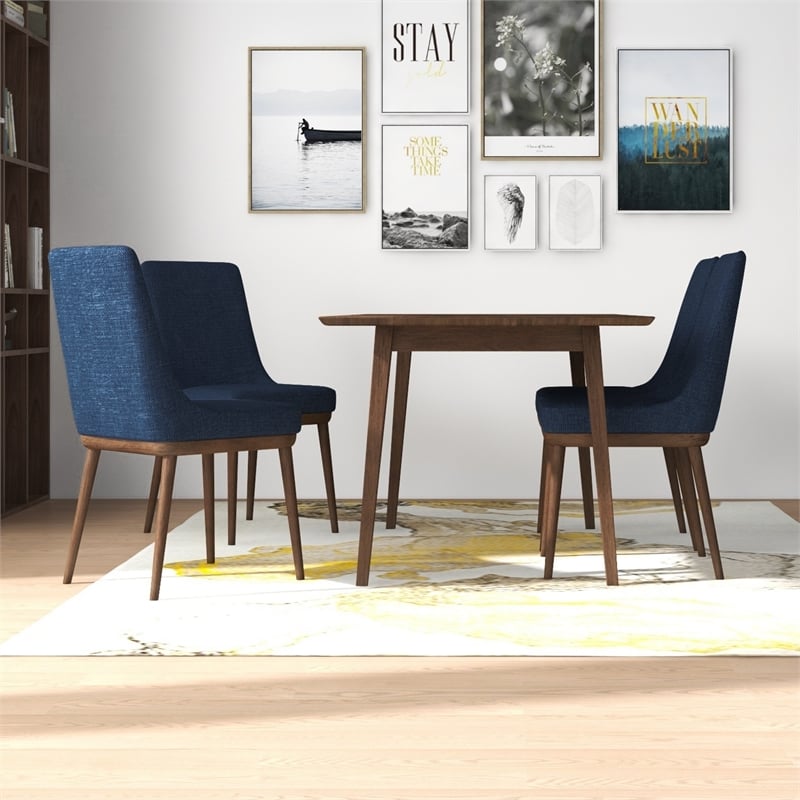 Andrea Modern Solid Wood Walnut Kitchen & Dining Room Table and Chairs for 4