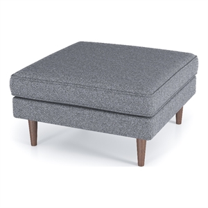 Hudson Mid-Century Square Fabric Linen Upholstered Ottoman in Dark Gray