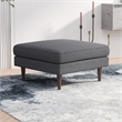 Hudson Mid-Century Square Fabric Linen Upholstered Ottoman in Dark Gray