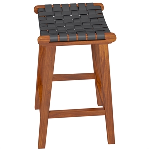 andaman mid-century modern black leather counter stool