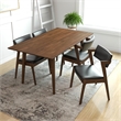 Alcamor Modern Solid Wood Walnut Dining Room & Kitchen Table and 4 Chair Set