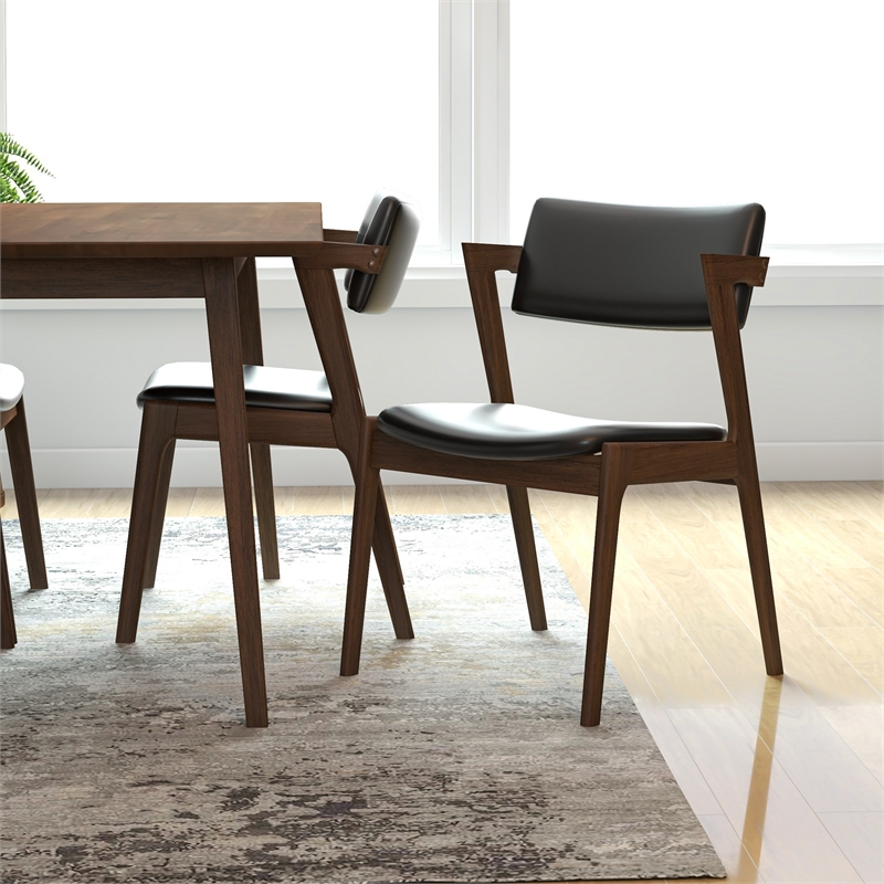 Alcamor Modern Solid Wood Walnut Dining Room & Kitchen Table and 4 Chair Set