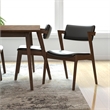 Alcamor Modern Solid Wood Walnut Dining Room & Kitchen Table and 4 Chair Set