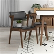 Alcanor Solid Wood Walnut Table and Black Leather Chair Dining Room&Kitchen Set