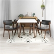 Alcanor Solid Wood Walnut Table and Black Leather Chair Dining Room&Kitchen Set