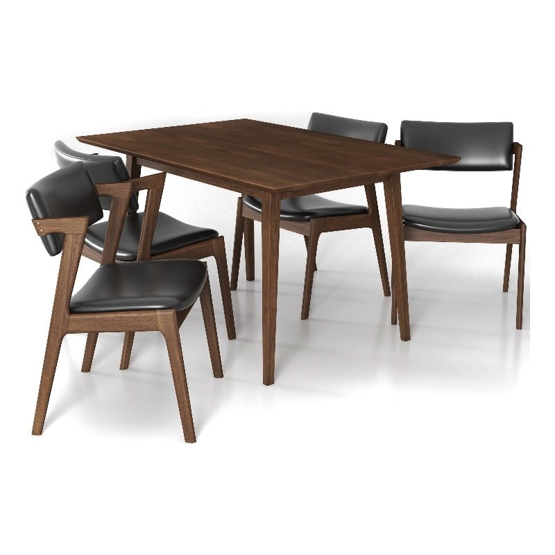 Ascanor Modern Solid Wood Walnut Kitchen & Dining Room Table and Chairs for 4