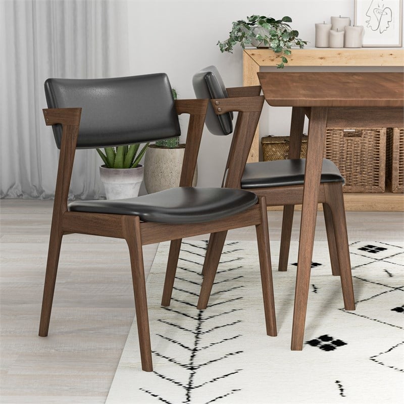 Ascanor Modern Solid Wood Walnut Kitchen & Dining Room Table and Chairs for 4