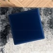 Hudson Mid-Century Square Velvet Upholstered Ottoman in Dark Blue