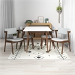 Ariela 5-Piece Dining Room&Kitchen Set with 4 Fabric Dining Chairs in Light Gray