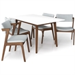 Ariela 5-Piece Dining Room&Kitchen Set with 4 Fabric Dining Chairs in Light Gray