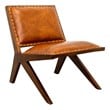 Saban Mid Century Modern Furniture Style Wide Top Leather Tan Comfy Armchair