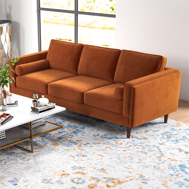Fatin 2 Piece Velvet Sofa Set in Orange