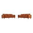 Fatin 2 Piece Velvet Sofa Set in Orange
