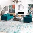 Fatin Mid Century Modern Furniture Style Living Room Velvet Sofa Set in Teal