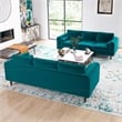 Fatin Mid Century Modern Furniture Style Living Room Velvet Sofa Set in Teal