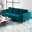 Fatin Mid Century Modern Furniture Style Living Room Velvet Sofa Set in Teal