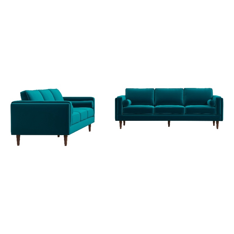 Fatin Mid Century Modern Furniture Style Living Room Velvet Sofa Set in