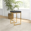 Filomena Gray Boucle Fabric Upholstered Tufted Kitchen Gold Metal Counter Stool