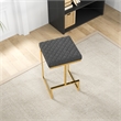Filomena Gray Boucle Fabric Upholstered Tufted Kitchen Gold Metal Counter Stool