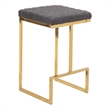Filomena Gray Boucle Fabric Upholstered Tufted Kitchen Gold Metal Counter Stool
