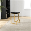 Filomena Black Velvet Upholstered Tufted Kitchen Gold Metal Counter Stool
