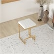 Filomena White Boucle Fabric Upholstered Tufted Kitchen Gold Metal Counter Stool
