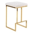 Filomena White Boucle Fabric Upholstered Tufted Kitchen Gold Metal Counter Stool