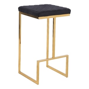 Filomena Modern Black Velvet Upholstered Tufted Kitchen Gold Metal Bar Stool