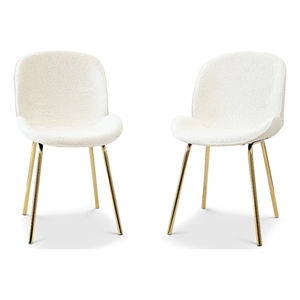 leandro modern kitchen cream boucle fabric chair set of 2 with gold metal legs
