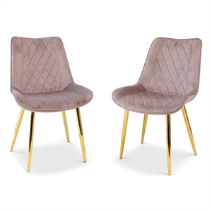 simone dining room&kitchen pink velvet chair set of 2 with gold metal legs