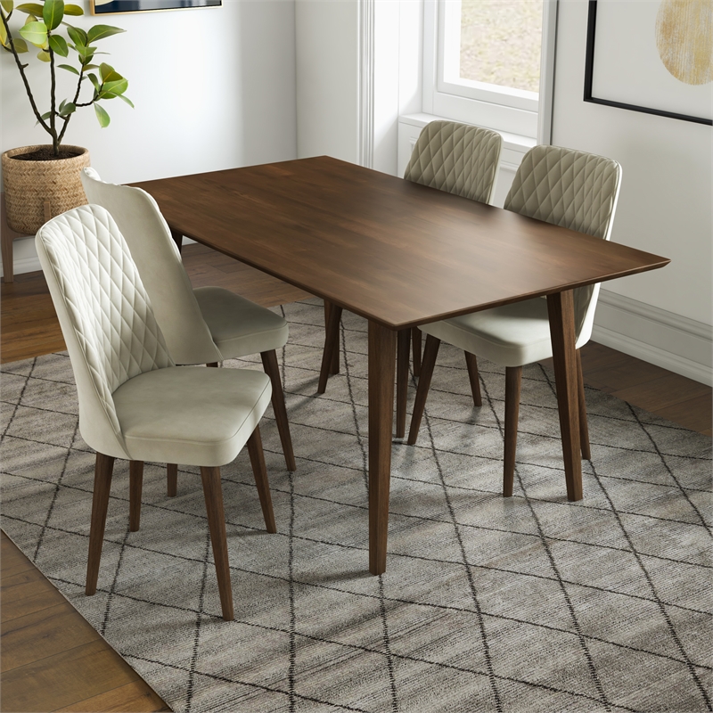 Aveline Mid Century Modern 5 Piece Dining Room Set
