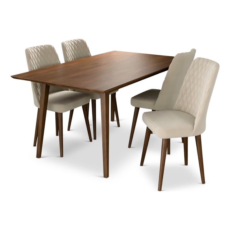 Aveline Mid Century Modern 5 Piece Dining Room Set