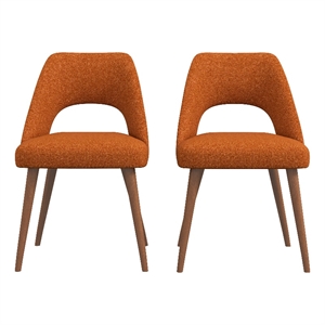arlo modern orange french boucle fabric dining chair (pair)