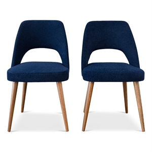 arlo modern navy blue boucle fabric modern dining chair set of 2