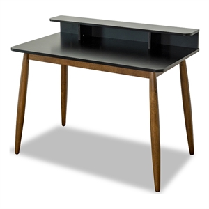 phoenix modern solid wood black home office work desk and study table with shelf