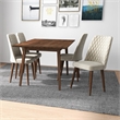Alpen Modern Solid Wood Walnut Dining Table and 4 Chair Set