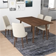 Alpen Modern Solid Wood Walnut Dining Table and 4 Chair Set