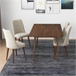 Alpen Modern Solid Wood Walnut Dining Table and 4 Chair Set