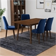 Alpen Mid-Century Style 5 Piece Solid Wood Dining Set Walnut Brown